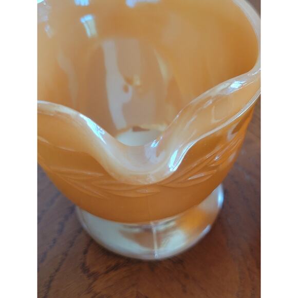 Vintage Cream & Sugar Set Fire King Peach Luster Laurel Ovenware Anchor Hocking - Picture 7 of 9